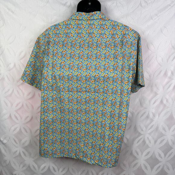 Quieti Performance Button Down Floral Short Sleeve Blue Shirt Size XL NWT - Picture 4 of 8